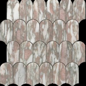 Fiori Rosa Honed Marble Extended Fishscale Mosaic