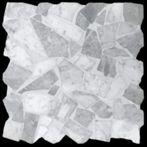 Carrara / Bardiglio Honed Random Marble Mosaic
