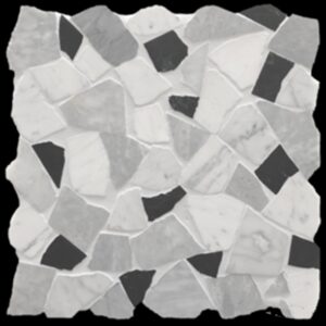 Carrara, Bardiglio, Nero Honed Random Marble Mosaic