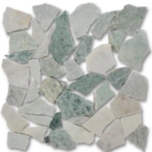 Verdi Cristallo Honed Random Marble Mosaic