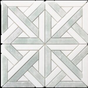 Thassos & Verdi Cristallo Honed Parquet Marble Mosaic Tile