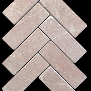 Rosado Tumbled Marble Herringbone Mosaic