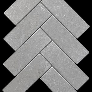 Cinder Grey Tumbled Herringbone Marble Mosaic