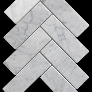 Carrara Tumbled Herringbone Marble Mosaic