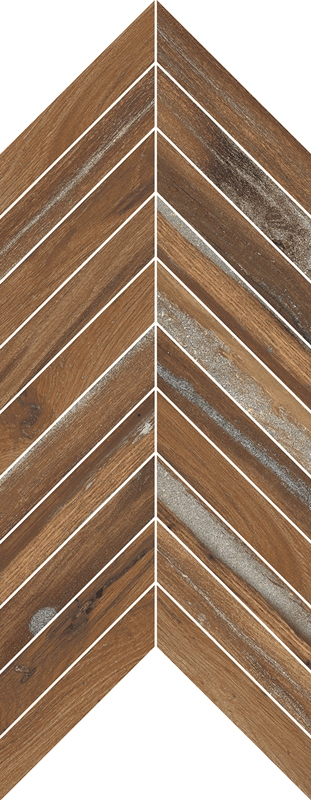 Nut Matt Chevron Timber Look Tile Mosaic