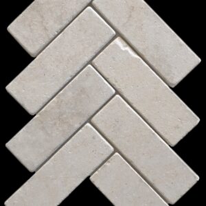 Utica Limestone Tumbled Marble Herringbone Mosaic