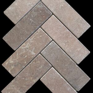 Rosa Murcia Tumbled Herringbone Marble Mosaic