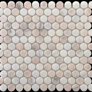 Rosa Portogallo Honed Marble Pennyround Mosaic Tile