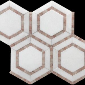 Rosado & Thassos Shadow Hexagon Honed Mosaic