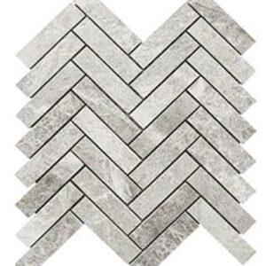 Silver Grey Honed Marble Herringbone Mosaic