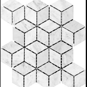 Carrara Honed Marble Diamond Cude Mosaic