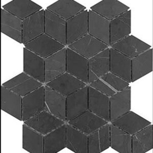 Pietra Grey Honed Marble Diamond Cude Mosaic