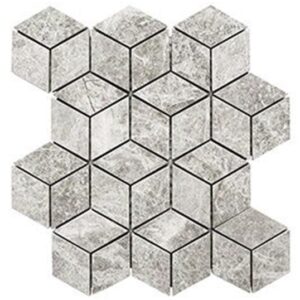 Silver Grey Honed Marble Diamond Cude Mosaic