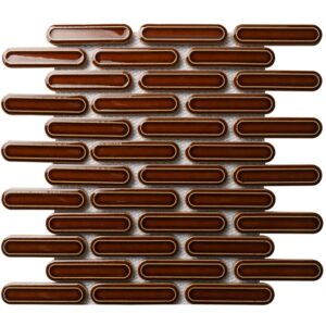 Caramel Gloss Ridge Mini Batons Porcelain Mosaic Tile