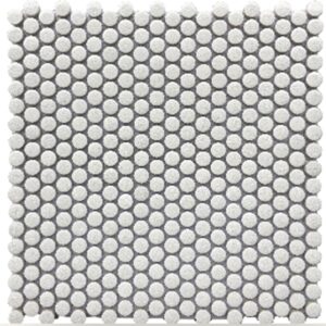 White Mini Crackle Pennyround Mosaic