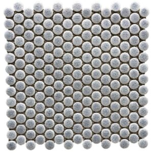 Light Blue Grey Crackle Gloss Penny Round