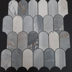 Blue Sandstone Honed Extended Fishscale Mosaic