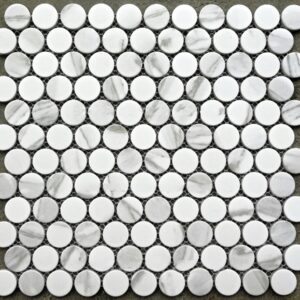 Carrara Look Matt Penny Round Mosaic