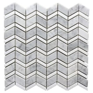 Carrara & Thassos Chevron Honed Marble Mosaic