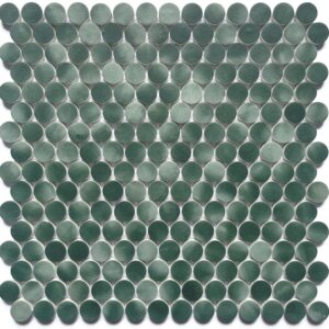 Green Shaded Recycled Glass Pennyround Mosaics