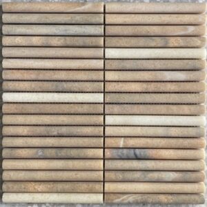 Rosa Portogallo Mini Flute Honed Marble Mosaic