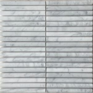 Carrara Mini Flute Honed Marble Mosaic