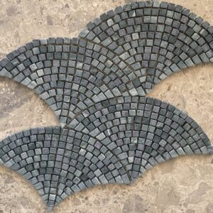 Indian Green Tumbled Marble Fan Mosaic Tile