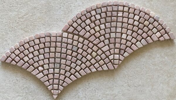 Rosso Crema Tumbled Marble Fan Mosaic Tile