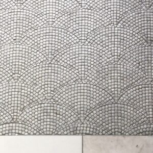 Thassos Tumbled Marble Fan Mosaic Tile