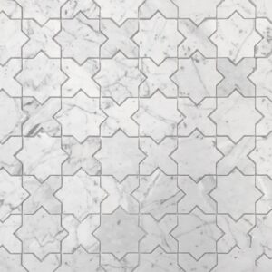 Carrara C Honed Marble Star & Cross Mosaic
