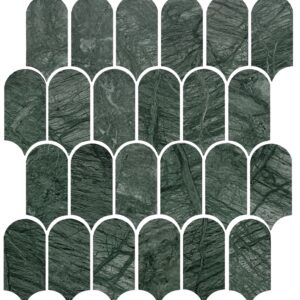 Indian Green Honed Marble Feather Geolux