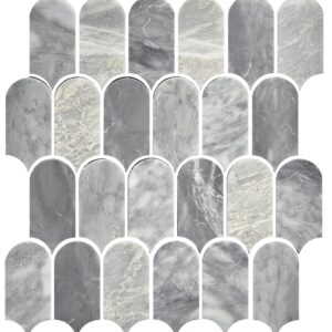 Carrara Grey Honed Marble Feather Geolux