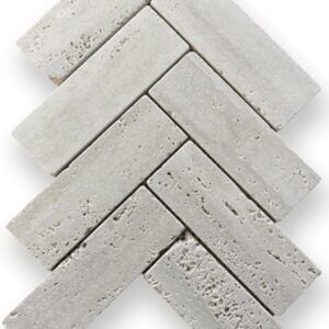 Travertine Classico Unfilled Tumbled Herringbone Mosaic