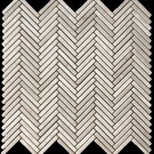 Botticino Tumbled Marble”Tweed” Herringbone Mosaic