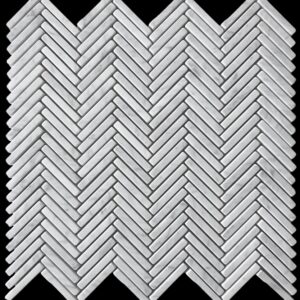 Carrara Tumbled Marble”Tweed” Herringbone Mosaic