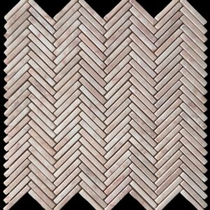Light Rosado Tumbled Marble”Tweed” Herringbone Mosaic