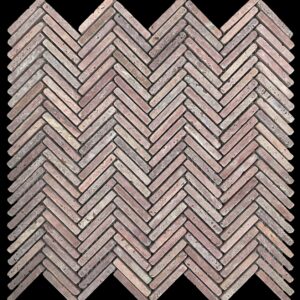 Rosa Tumbled Marble”Tweed” Herringbone Mosaic
