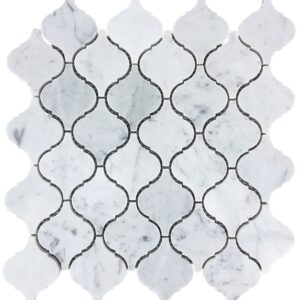 Carrara Arabesque Lantern Honed Marble Mosaic
