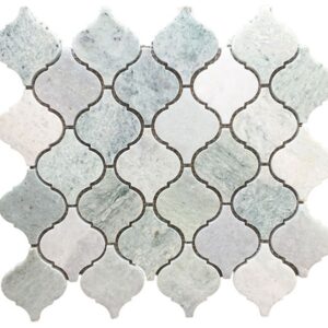 Ming Green Arabesque Lantern Honed Marble Mosaic