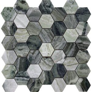 Fontana Verde Hex Honed Marble Mosaic