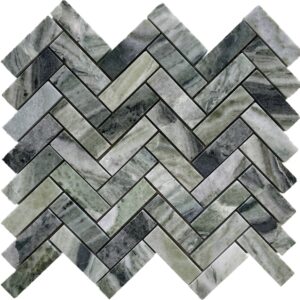 Fontana Verde Herringbone Honed Marble Mosaic