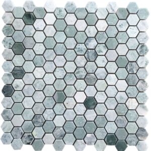 Peacock Green Honed Marble Hexagonal Mosaic