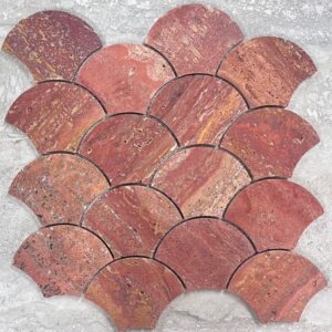 Red Travertine Honed Marble Shell Mosaics