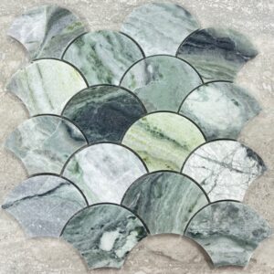 Jade Green Honed Marble Shell Mosaics