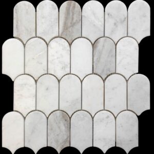 Light Bianco Oro Honed Marble Extended Fishscale Mosaic