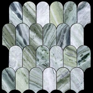 Amazonia Green Honed Marble Extended Fishscale Mosaic