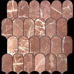Rojo Alicante Honed Marble Extended Fishscale Mosaic
