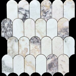 Light Bianco Oro Honed Marble Extended Fishscale Mosaic