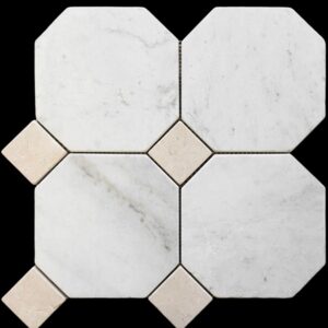 Bianco Oro Light Oct & Crema Serena Dot Tumbled Marble Mos