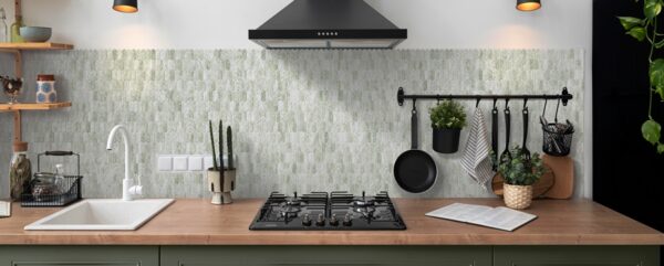 Ming Green Look Mix Recycled Glass Feather Mosaic
